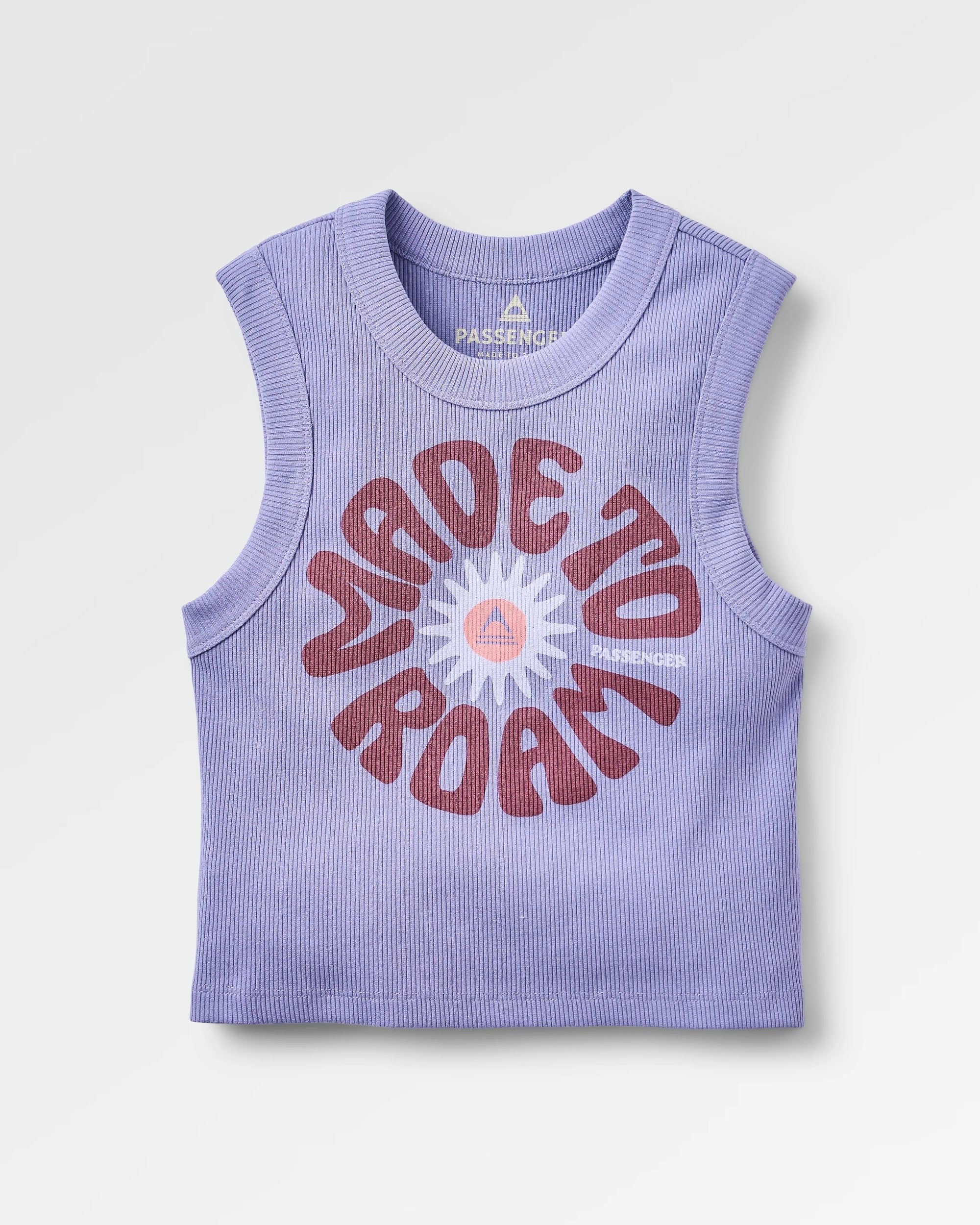 Easy Days Ribbed Graphic Cropped Vest - Retro Purple