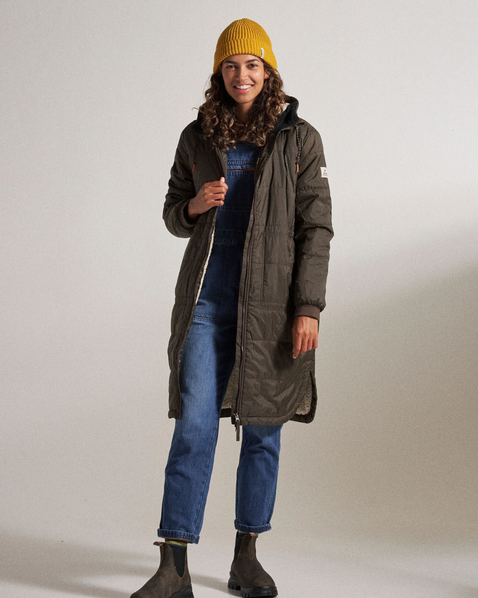 Flora Recycled Sherpa Lined Parka - Coffee