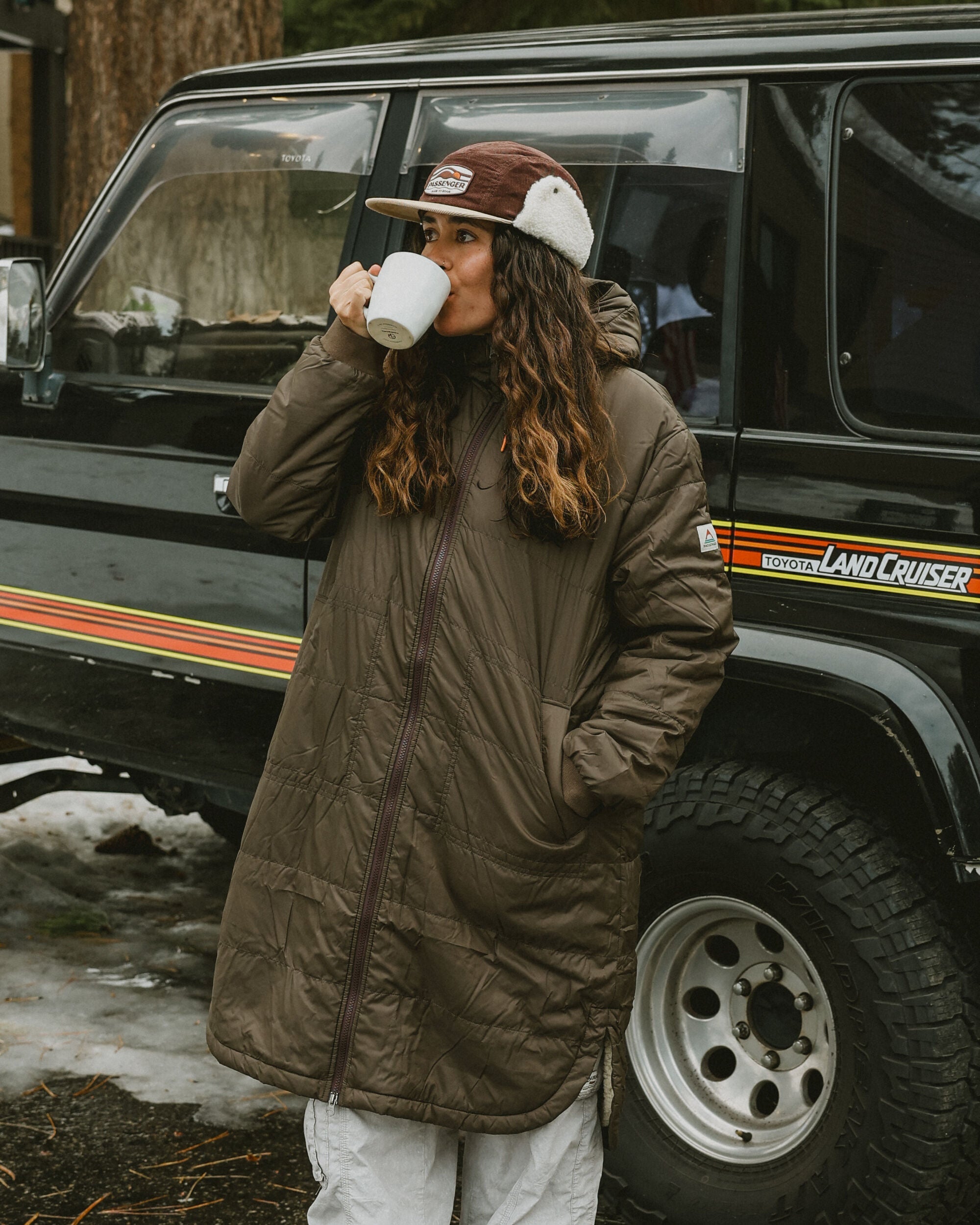 Flora Recycled Sherpa Lined Parka - Coffee