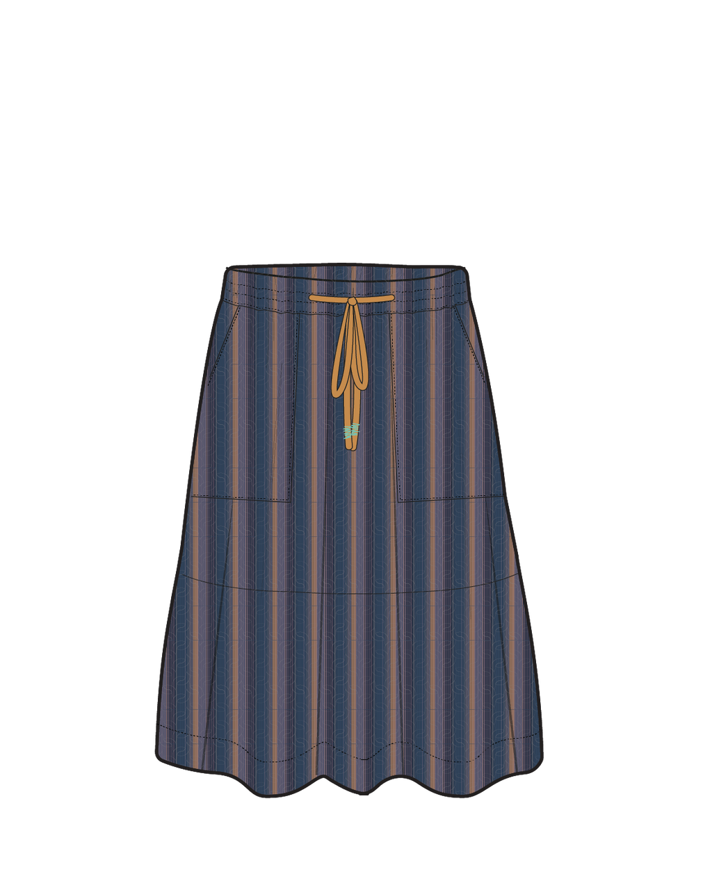 Dew EcoVero Woven Skirt - Dark Denim Multi Stripe