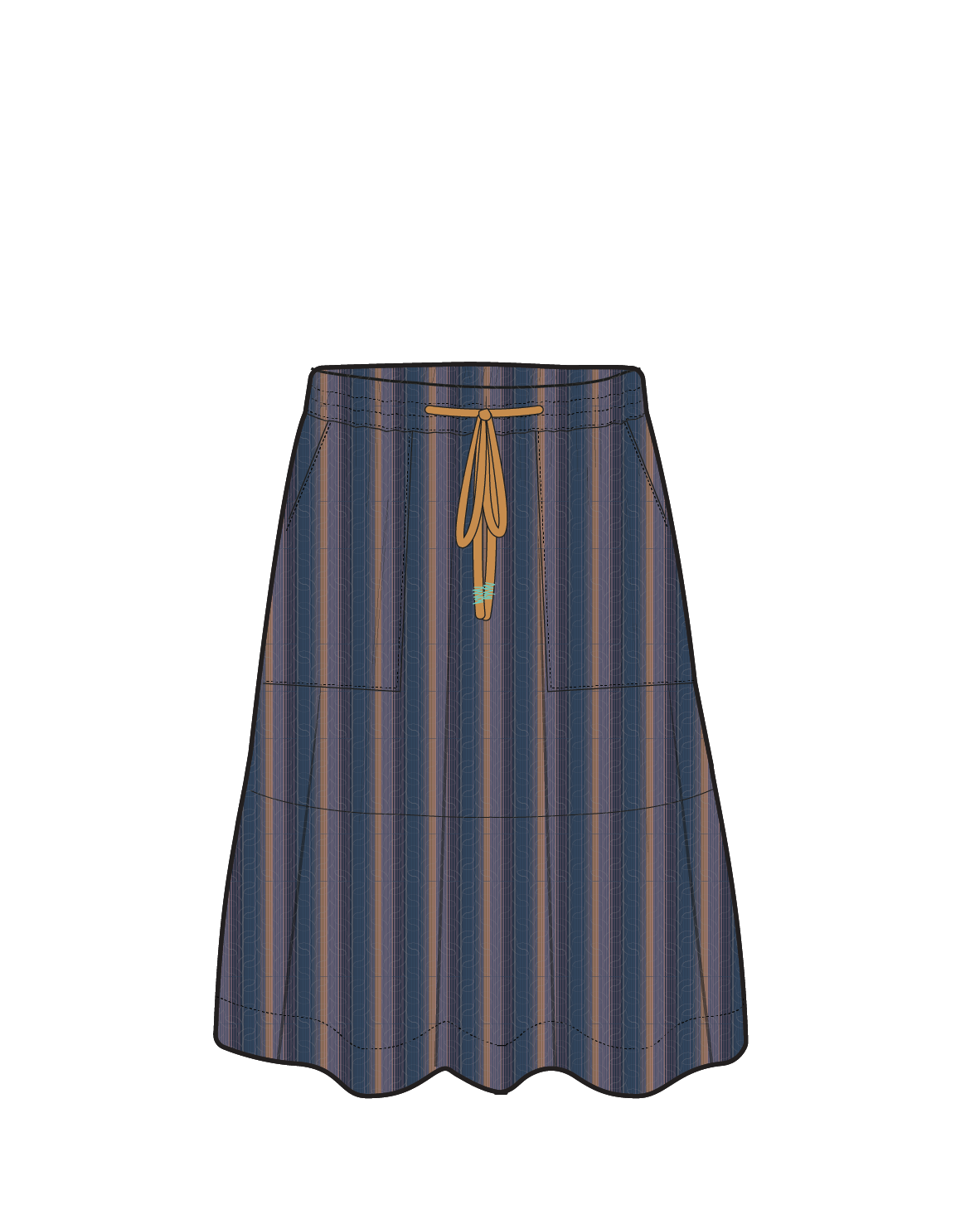 Dew EcoVero Woven Skirt - Dark Denim Multi Stripe