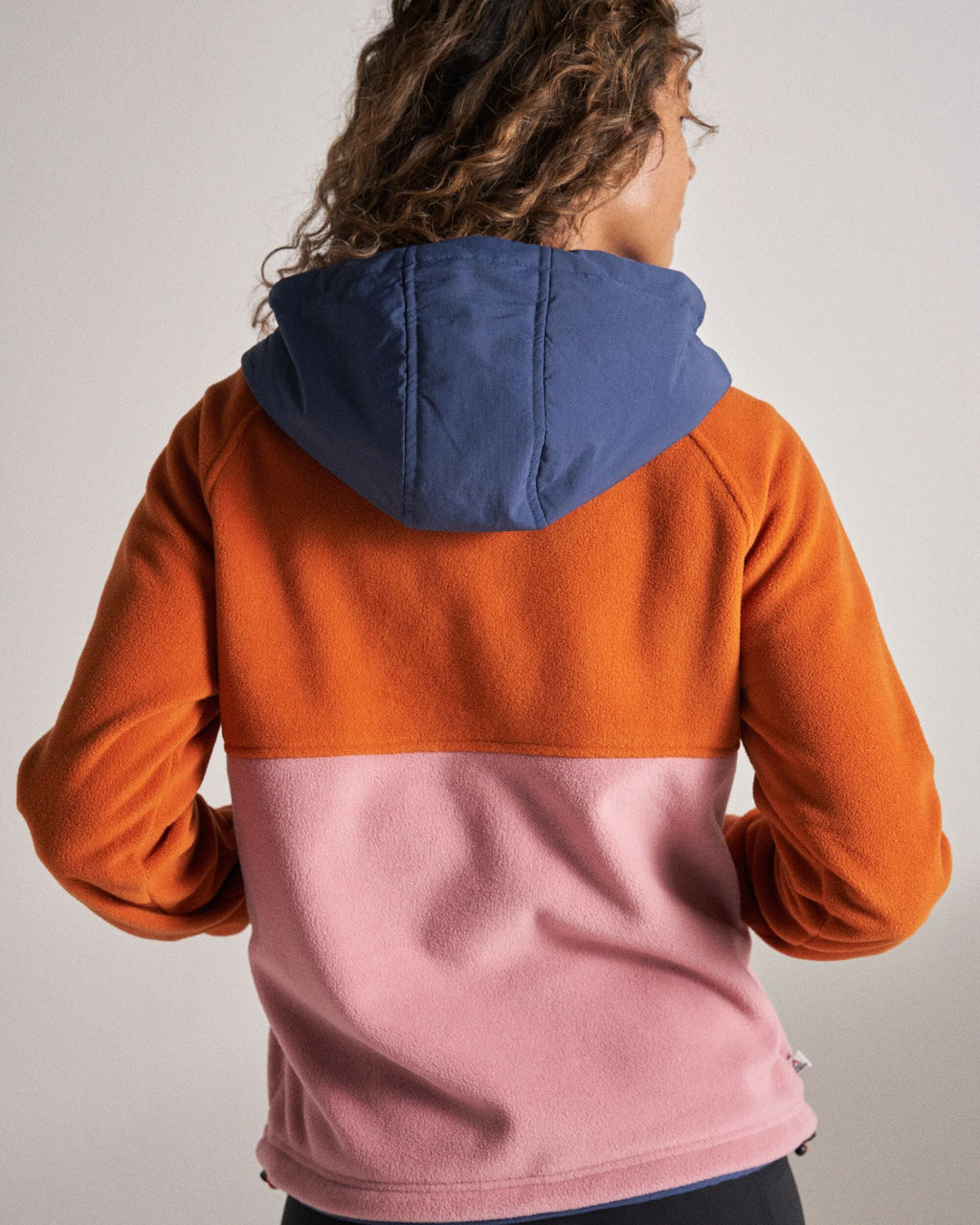 Alexander Recycled Hooded Polar Fleece - Dark Denim/Sunset Orange
