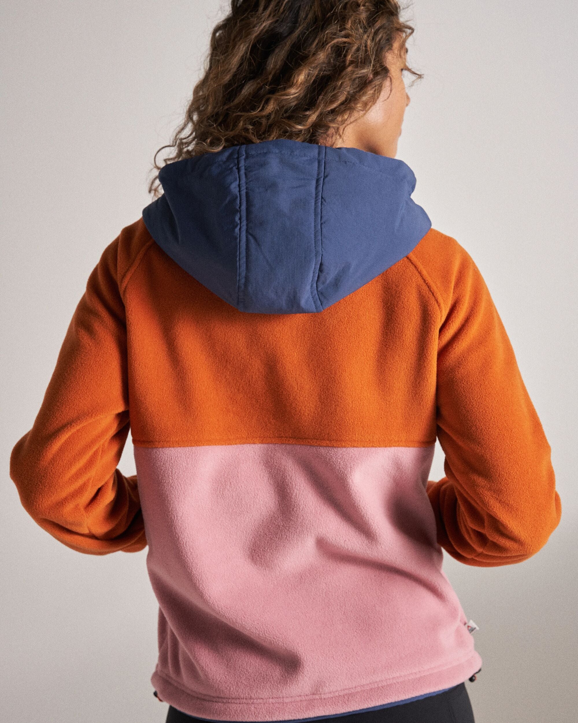Alexander Recycled Hooded Polar Fleece - Dark Denim/Sunset Orange