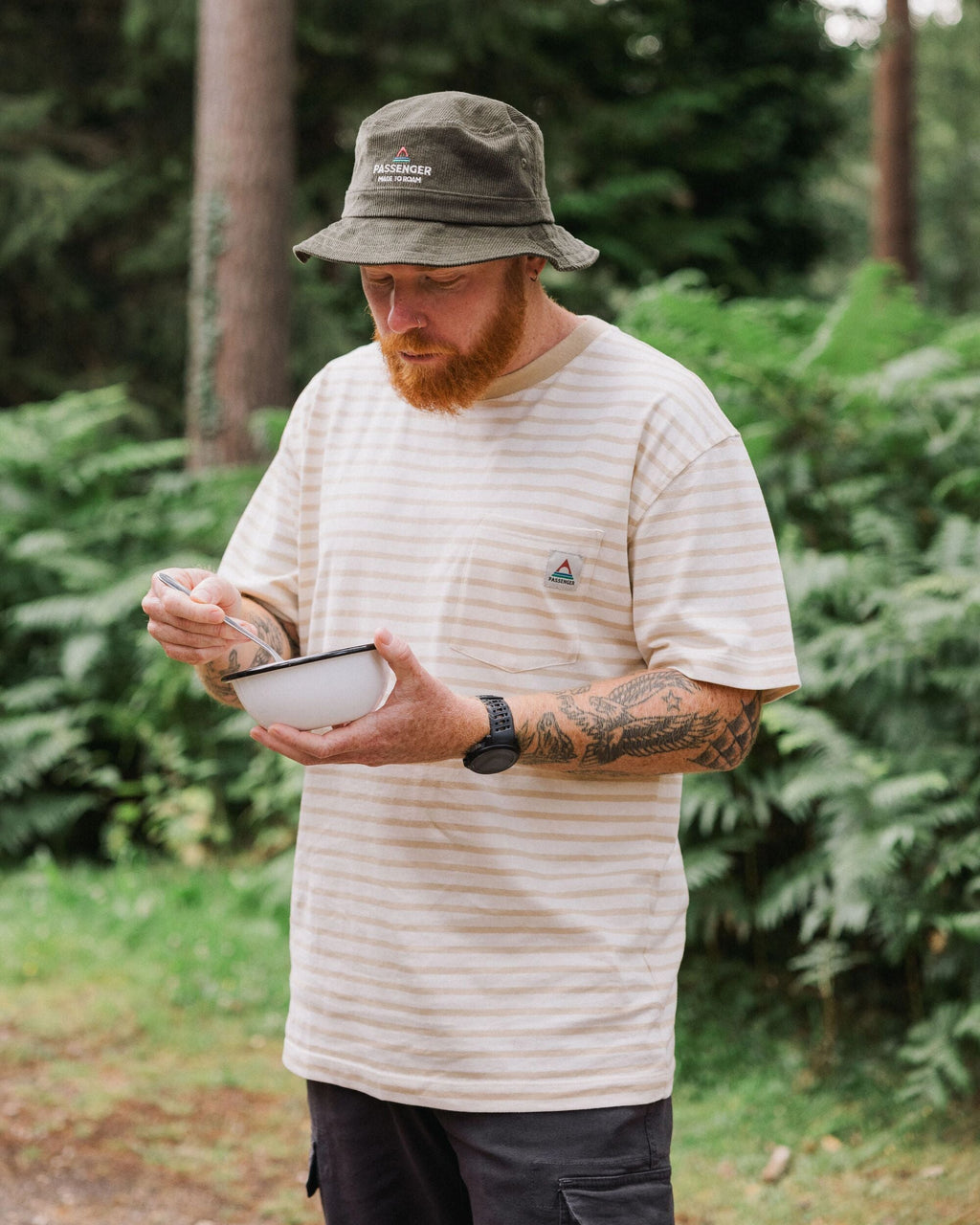 Zen Recycled Cotton Relaxed Fit T-Shirt - Stone Stripe