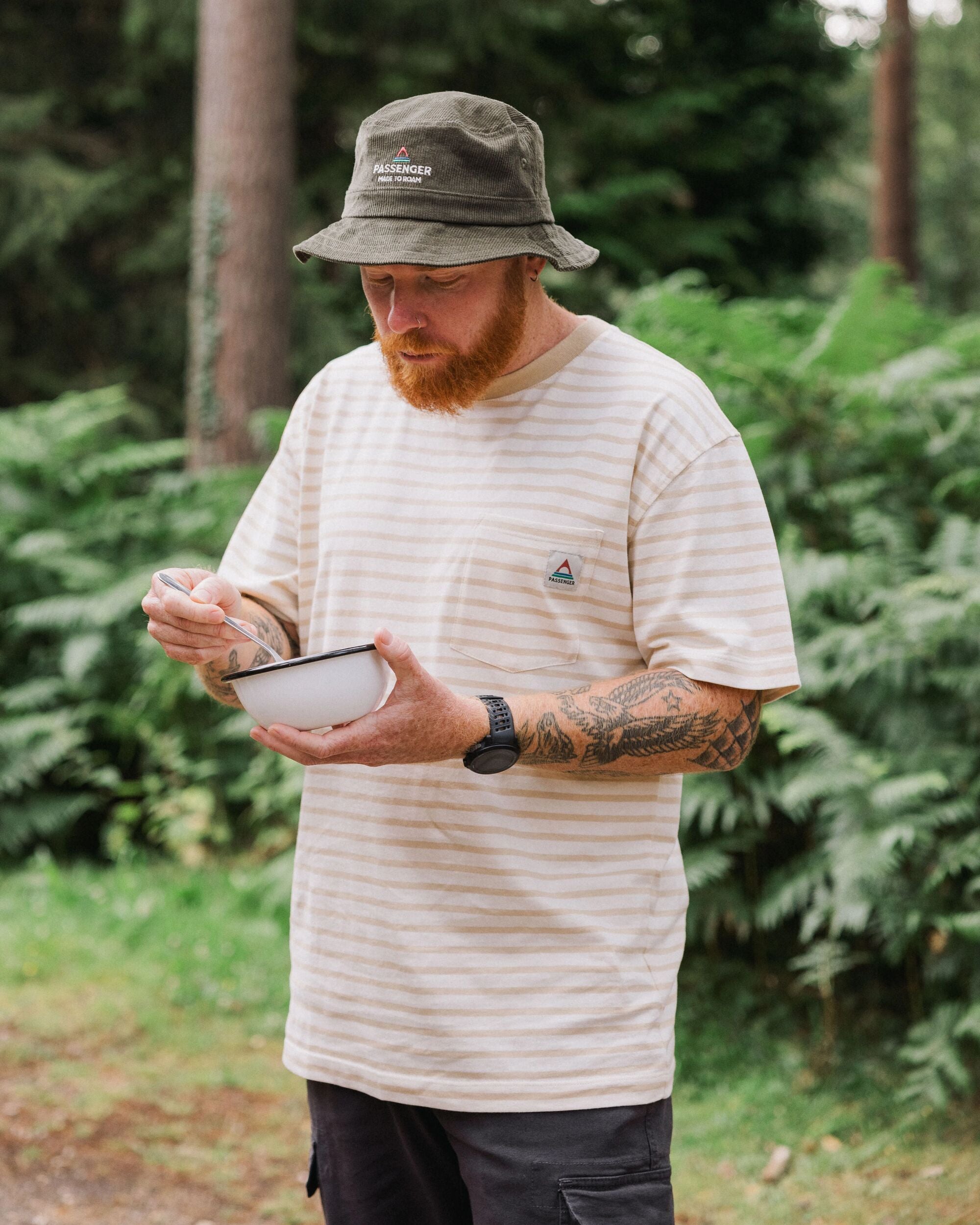Zen Recycled Cotton Relaxed Fit T-Shirt - Stone Stripe
