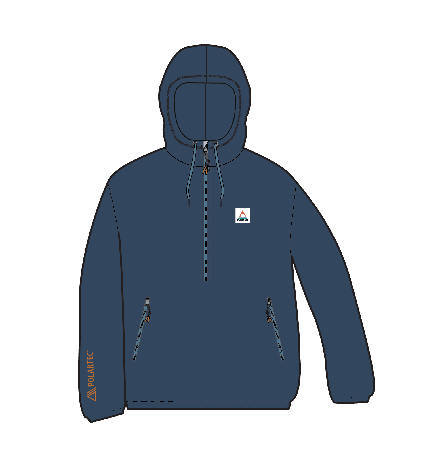 Ayla Micro Polartec® Hooded Fleece - Dark Denim
