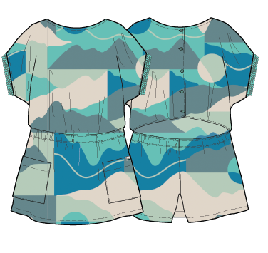 Clarity Short Skort Dress - Vista Patchwork Aqua