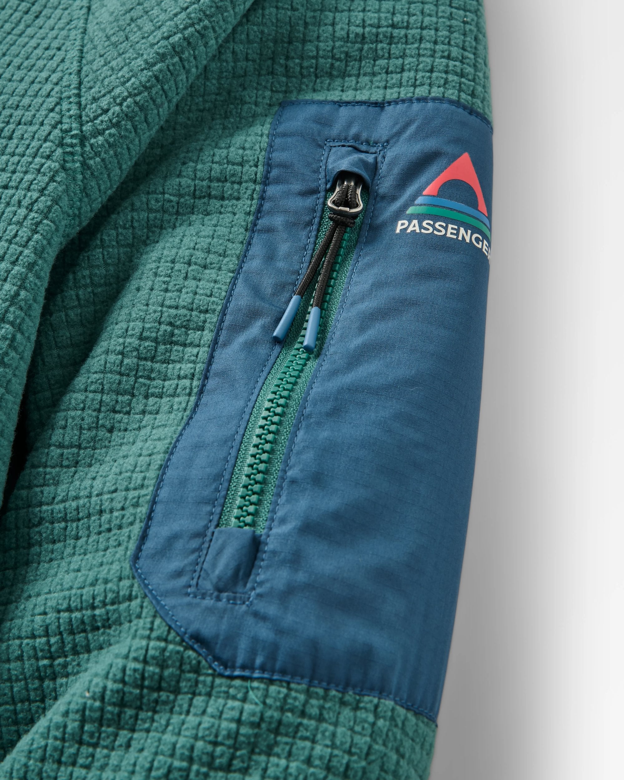 Forestscape Recycled Grid Fleece Hoodie - Deep Ocean