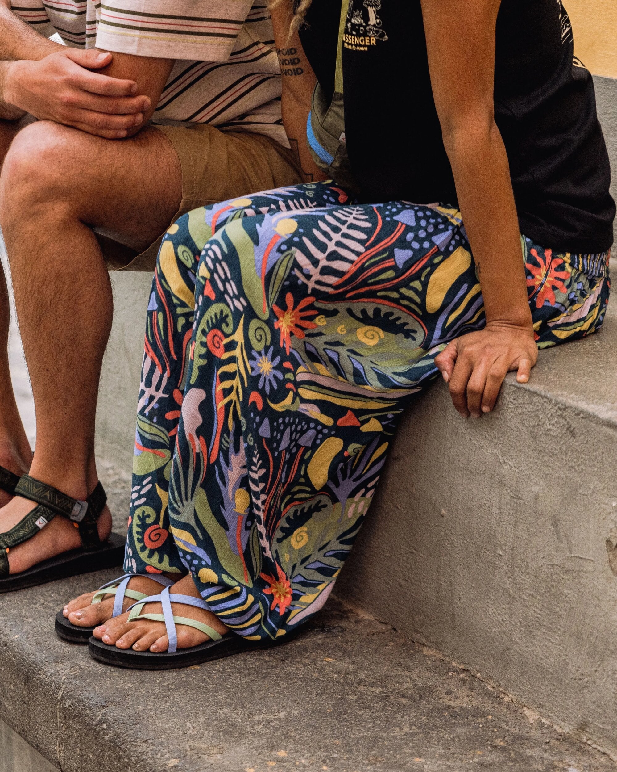 Daylily Loose Trouser - Abstract Seaweed Tidal Blue