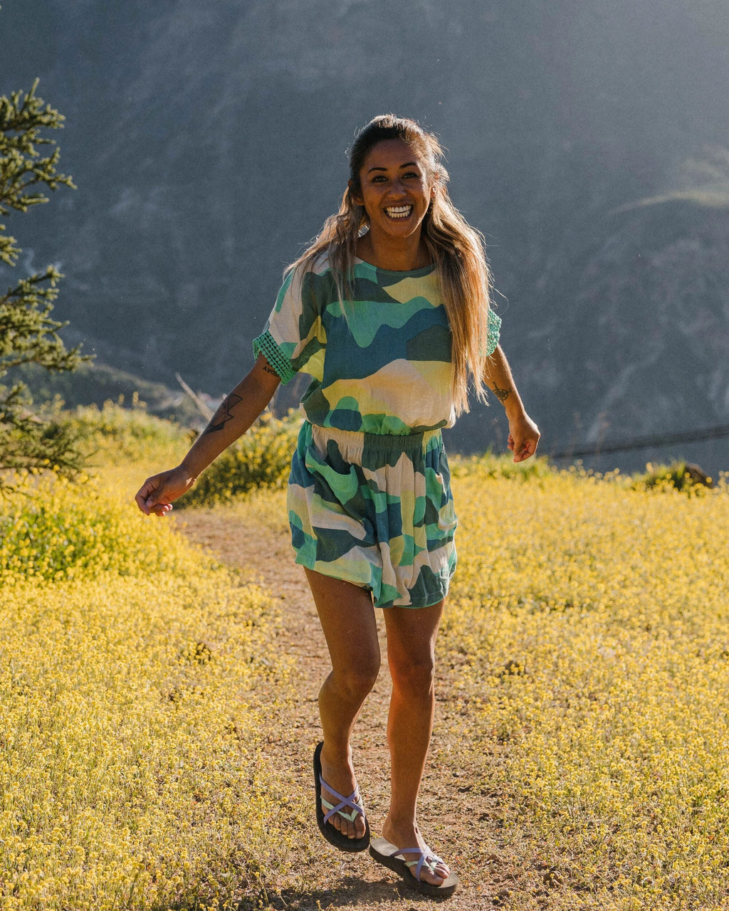 Clarity Short Skort Dress - Vista Patchwork Aqua