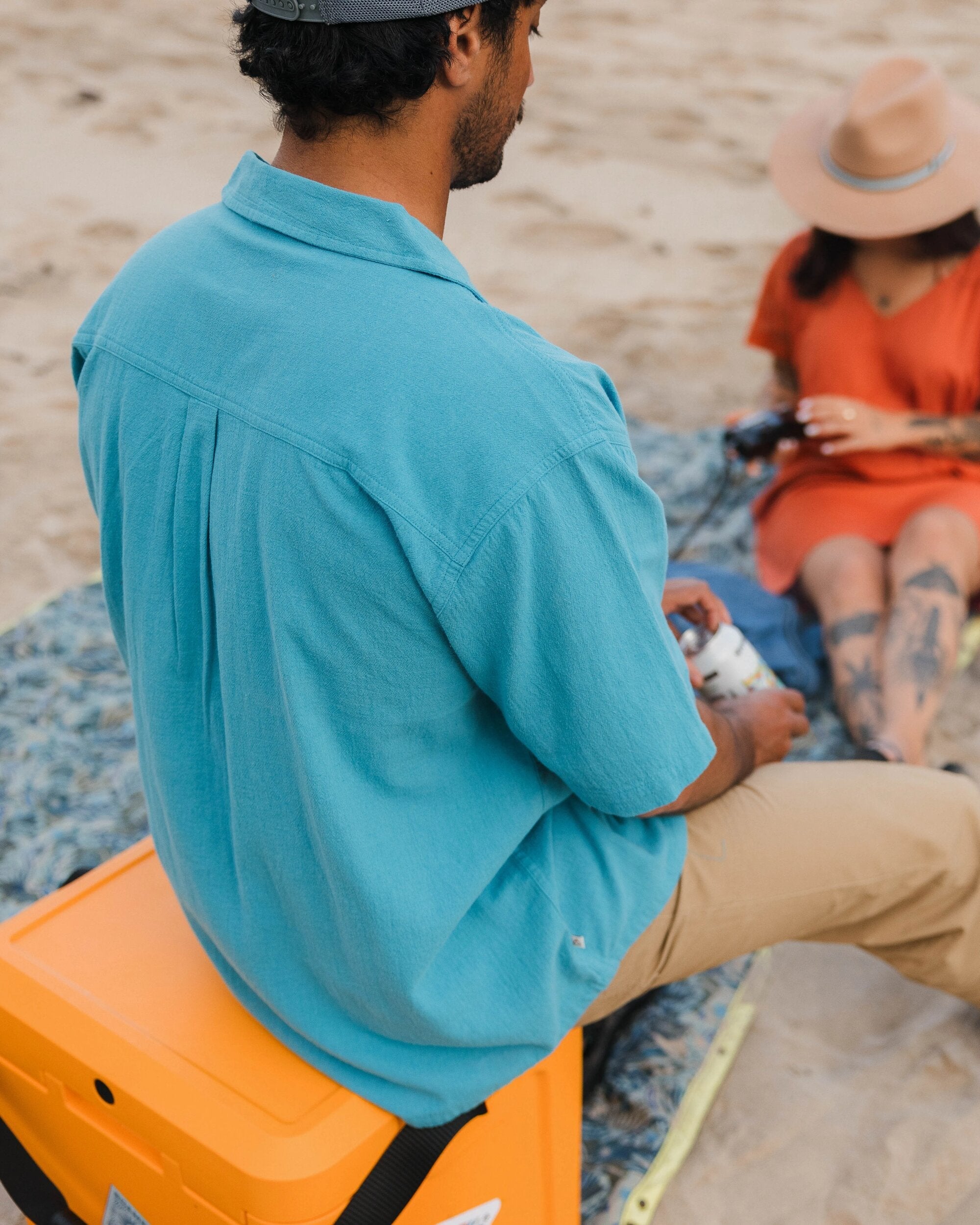 Cove Organic Cotton Short Sleeve Shirt - Blue Pool