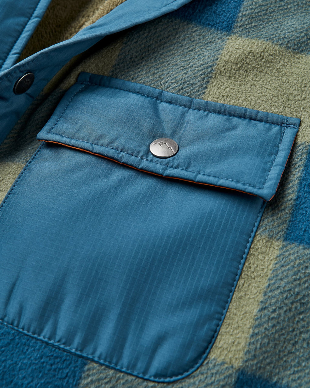 Firelight Sherpa Lined Overshirt - Dusty Olive/Dark Denim Check