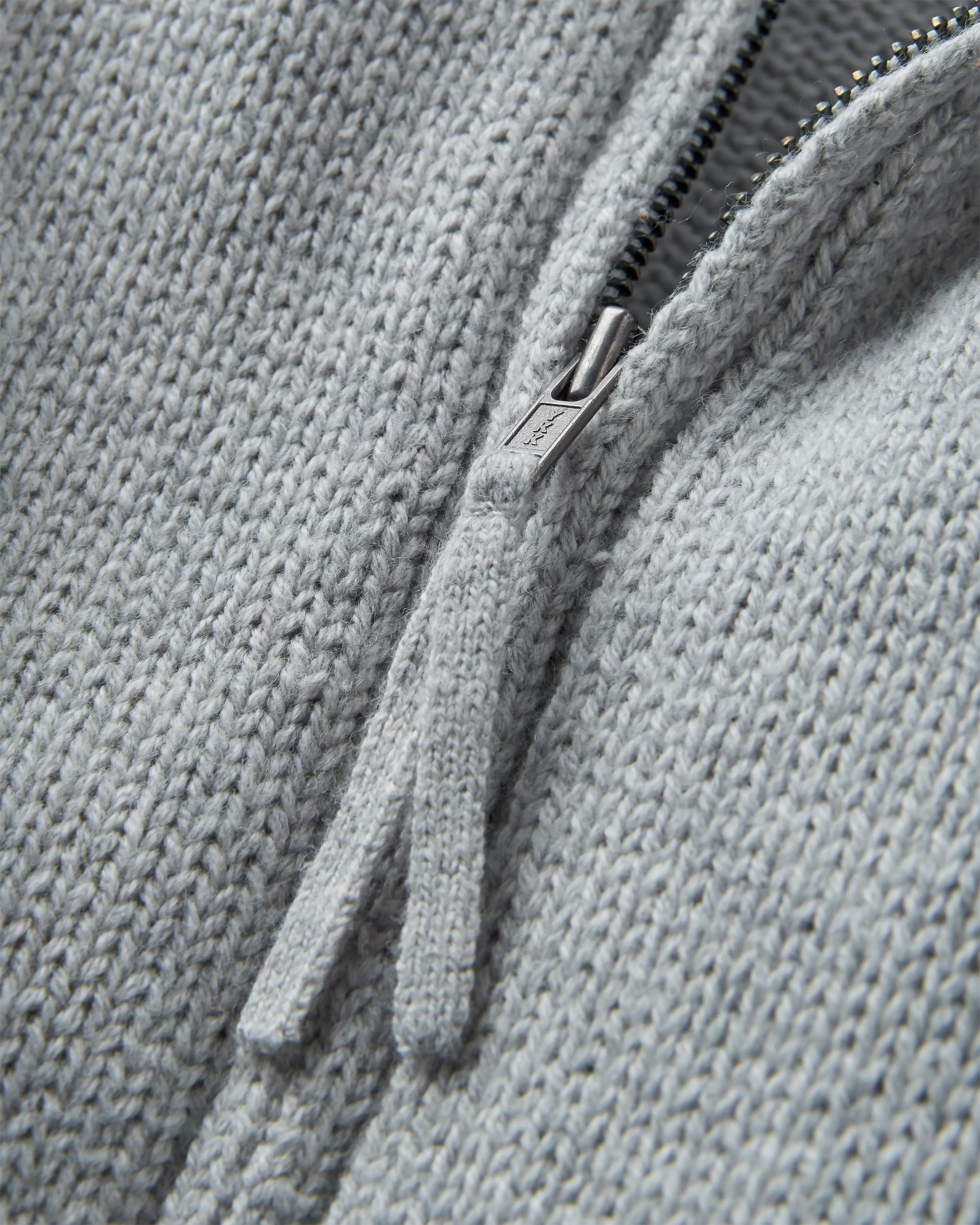 Cove Organic Cotton Knitted Zip Hoodie - Grey Marl