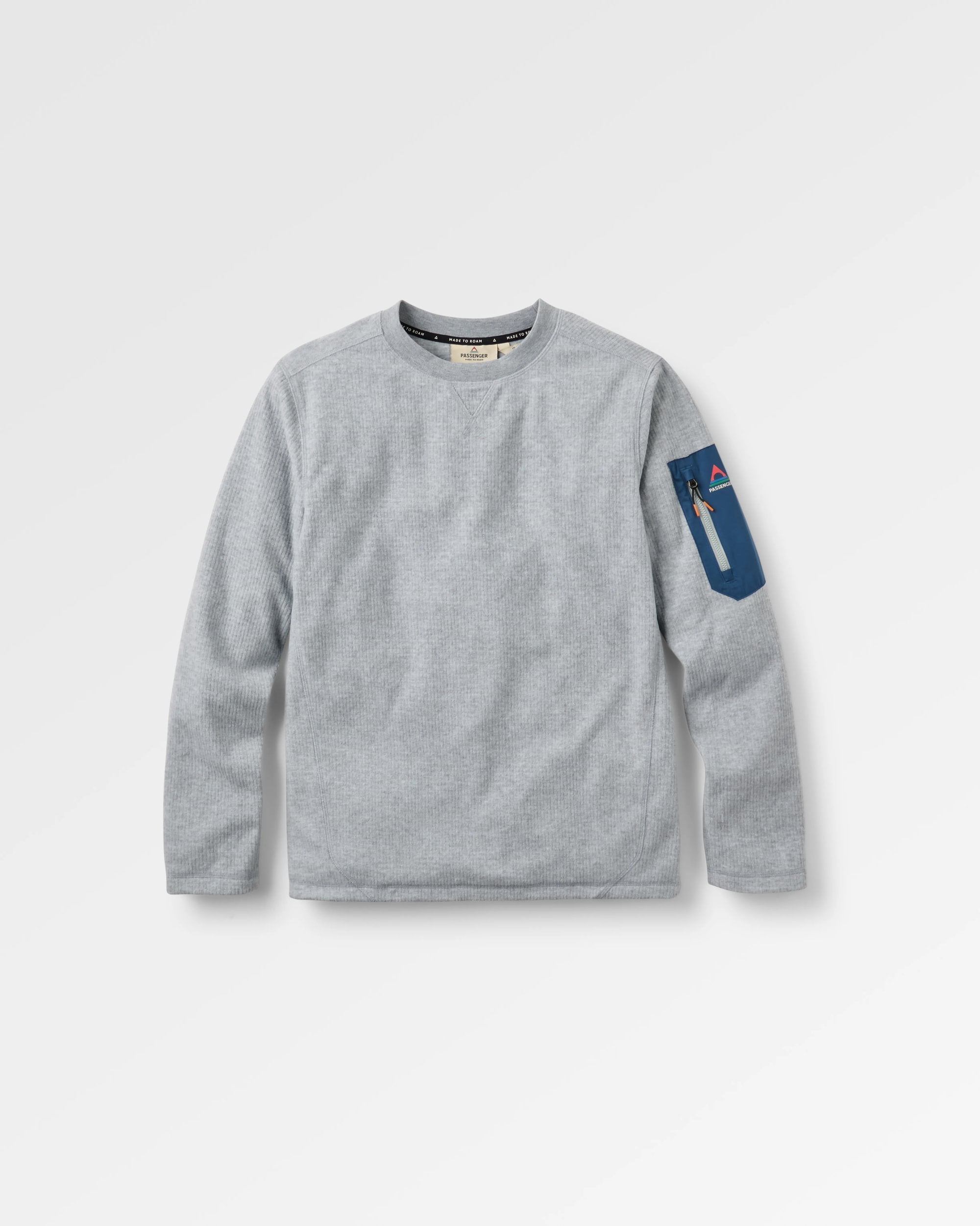Forestscape Recycled Grid Fleece Crew - Grey Marl