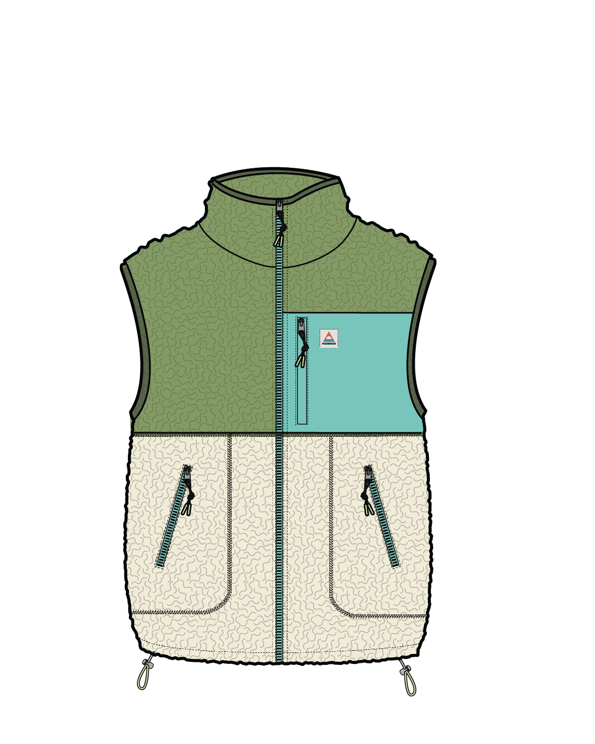 Fairbanks Recycled Sherpa Gilet - Stem Green/Vintage White