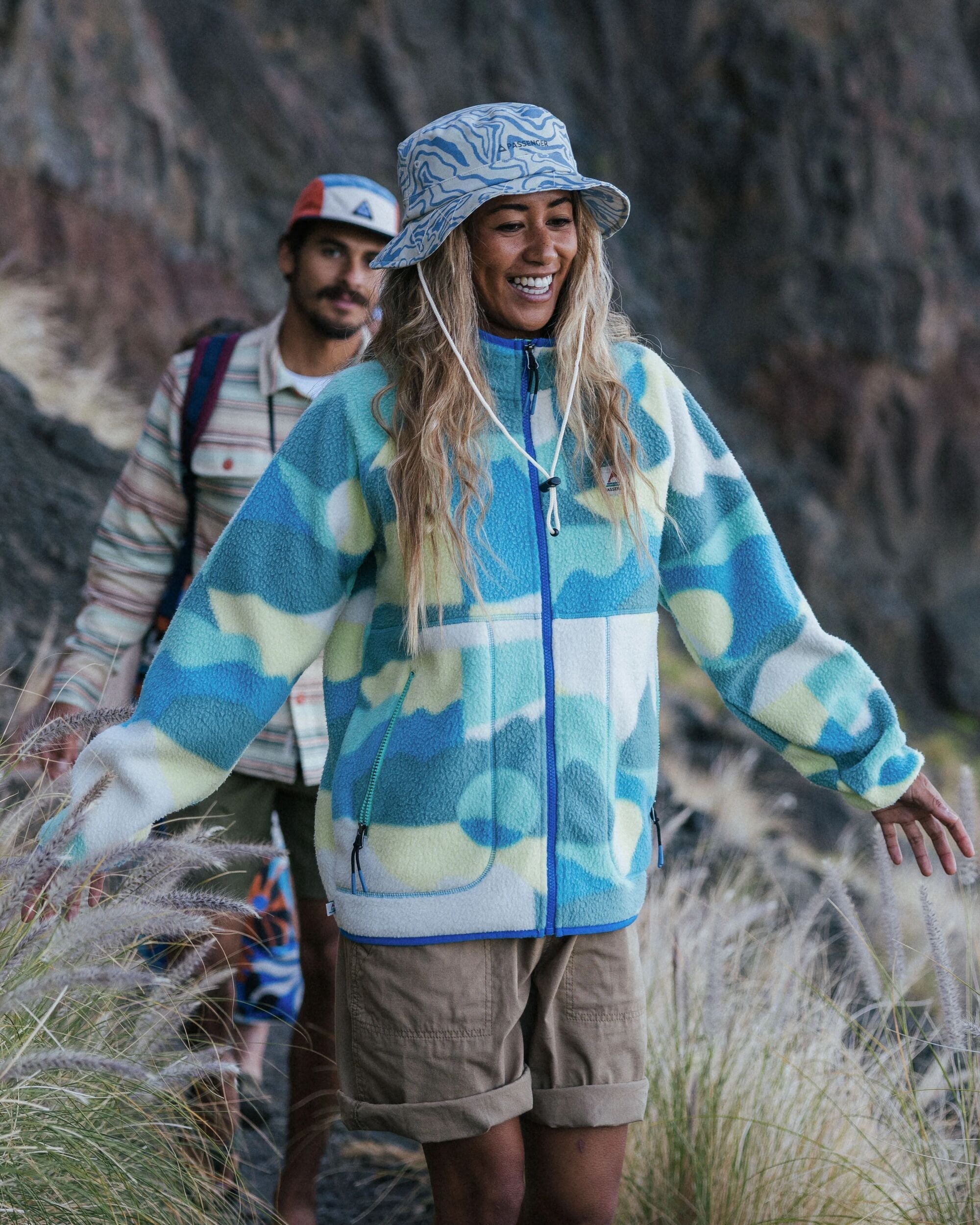 Fairbanks Full Zip Recycled Sherpa Fleece - Vista Patchwork Aqua
