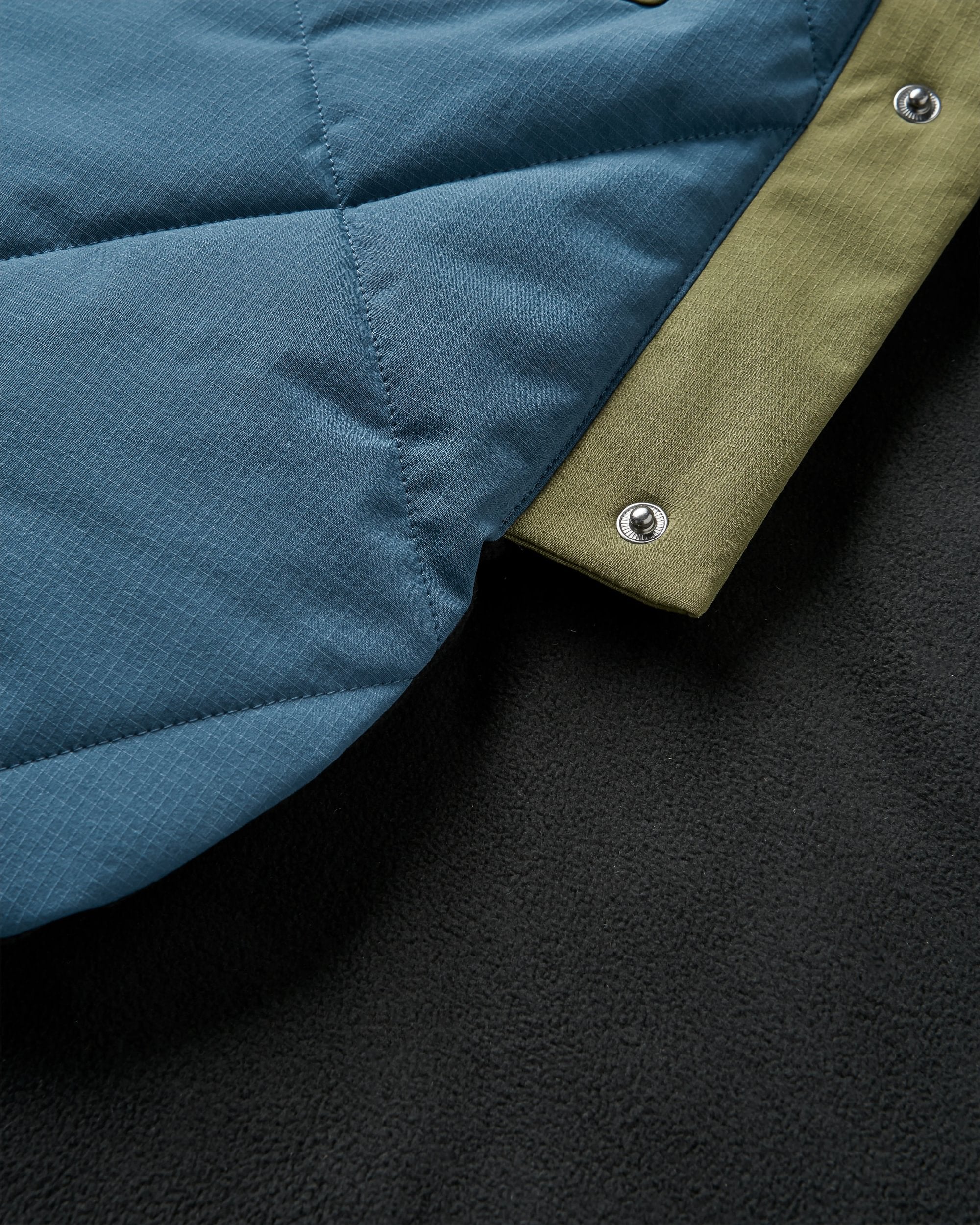 Campscape Recycled Fleece Lined Parka - Khaki/Dark Denim
